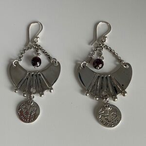 Sterling Silver Garnet drop Earrings